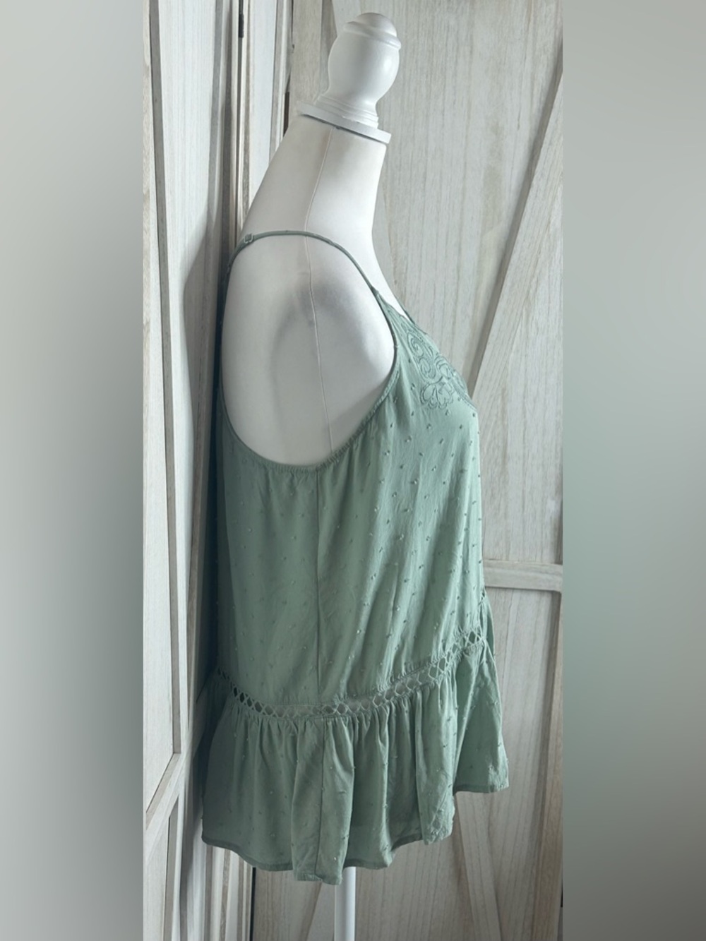 love on a hanger Sage Green Embroidered V-Neck Camisole - Picture 4 of 11